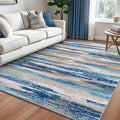 Lansny Modern Abstract 5x7 Machine Washable Area Rug Non-Slip Soft Bedroom Living Romm Rug Blue Ultra Thin Print Faux Wool Floor Carpet Throw Rugs for Nursery Playroom Dining Room Indoor Office