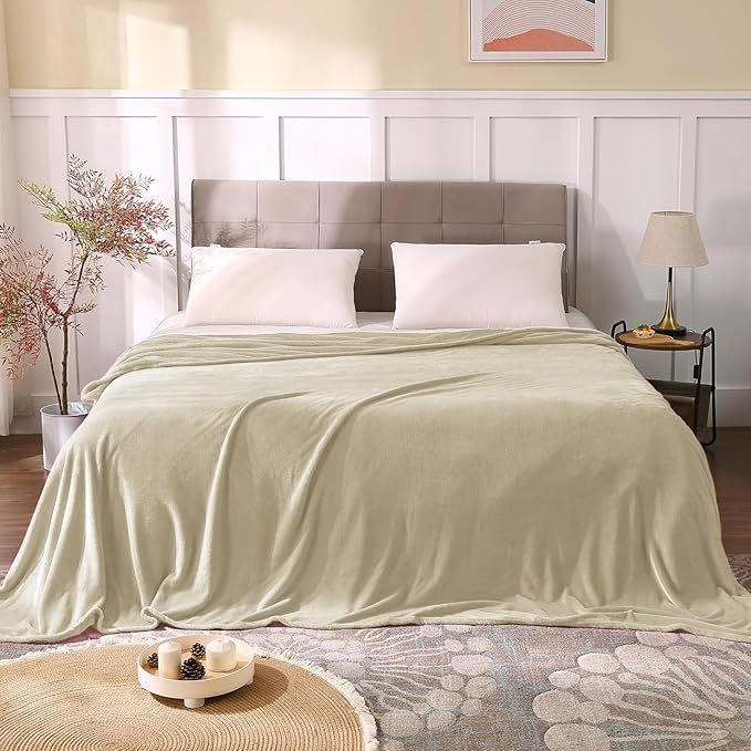 BEDELITE Fleece Blankets Queen Size Linen Throw Blankets for Bed, Luxury Plush Cozy Fuzzy Blanket 90x90 inches, Super Soft Warm Lightweight Throw Blanket All Seasons Suitable