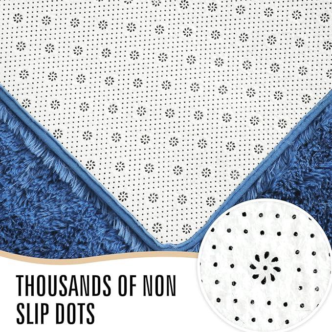 LOCHAS Ultra Soft Indoor Modern Area Rugs Fluffy Living Room Carpets for Children Bedroom Home Decor Nursery Rug 3x5 Feet, Light Navy