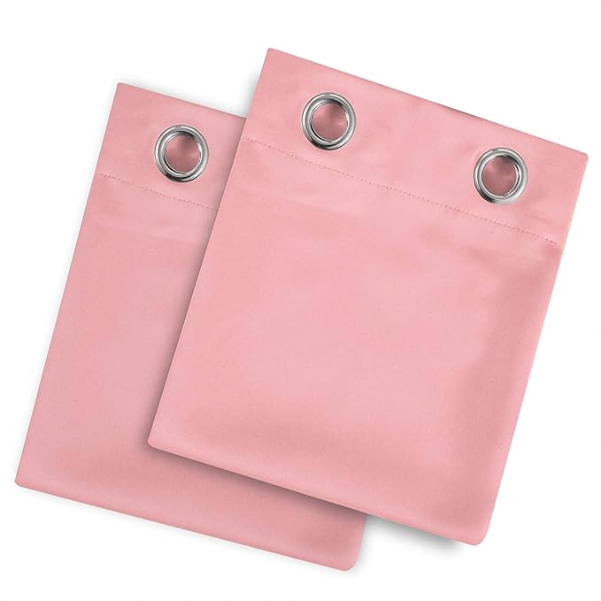 LEMOMO Pink Thermal Blackout Curtains/52 x 54 Inch/Set of 2 Panels Room Darkening Curtains for Bedroom
