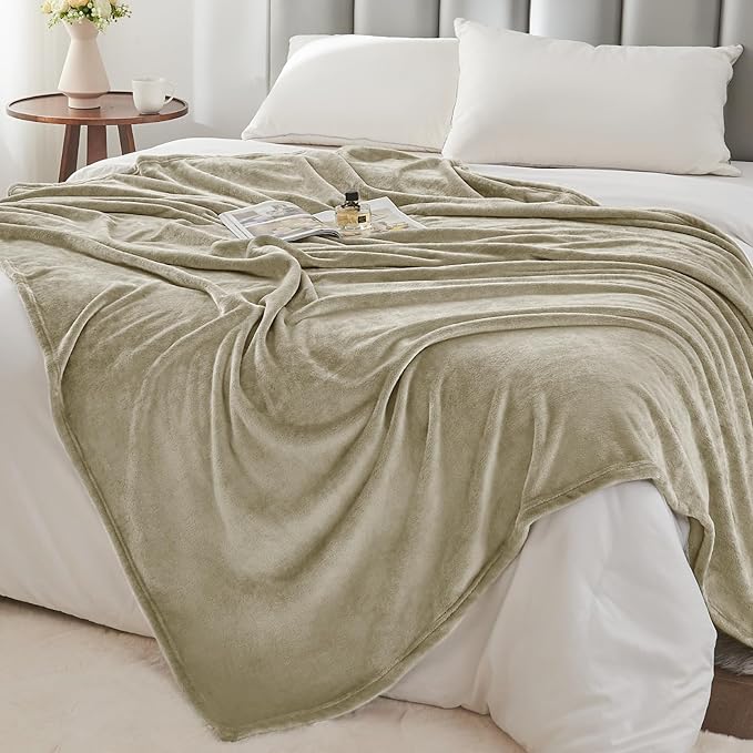 BEDELITE Fleece Blanket Oat Linen Throw Blankets for Couch & Bed, Luxury Plush Cozy Fuzzy Blanket 50x60 inches, Super Soft Warm Lightweight Throw Blanket for Travel Camping