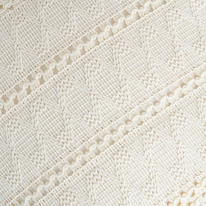 Fancy Homi Set of 1 Boho Cream Lumbar Decorative Throw Pillow Cover 12x20 Inch for Couch Bed Sofa Chair, Modern Organic Farmhouse Home Decor, Soft Cotton Cute Accent Rectangle Cushion Case