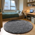 ONASAR Grey Round Area Rugs 5ft, Gray Soft Bedroom Circle Rug Floor Mats for Kids Girls Teen Room, Fluffy Plush Shaggy Carpet for Baby Nursery Living Room Playroom Home Decor Aesthetic