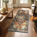 Yamaziot Washable Runner Rug, 2x4 Non-Slip Boho Vintage Hallway Rug Runner with Rubber Backing, Stain Resistant Distressed Carpet Runner for Bedroom, Kitchen, Laundry, Entrance