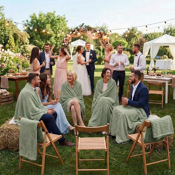 Buryeah 6 Pcs Flannel Throw Blanket Bulk 50 x 60 in Sleepover Blanket Outdoor Wedding Throw Lightweight, Oeko-tex Standard 100 Certified for Sofa Homeless Gifts (Olive Green)