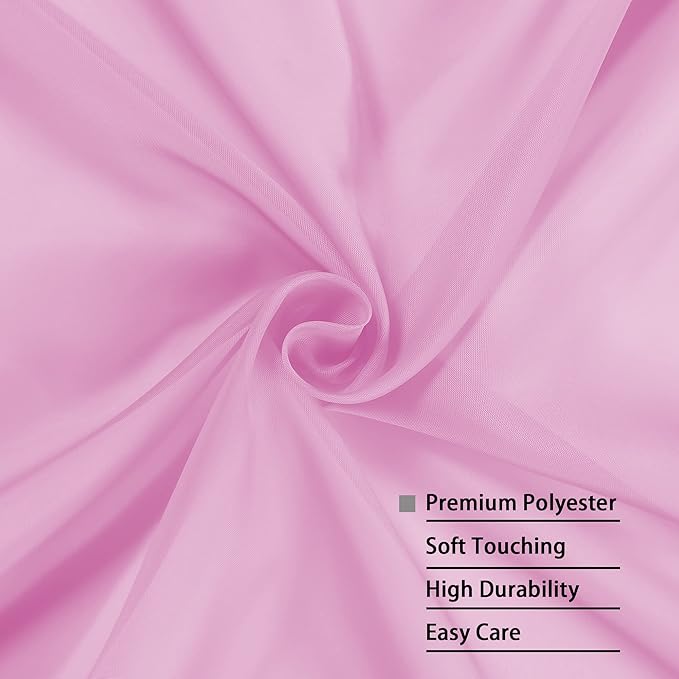 OWENIE Sheer Pink Curtains, Sheer Curtains 84 inch Length 2 Panels Set, Rod Pocket Voile Fimly Sheer Drapes for Living Room/Bedroom, 2pcs, Each 42" W x 84" L