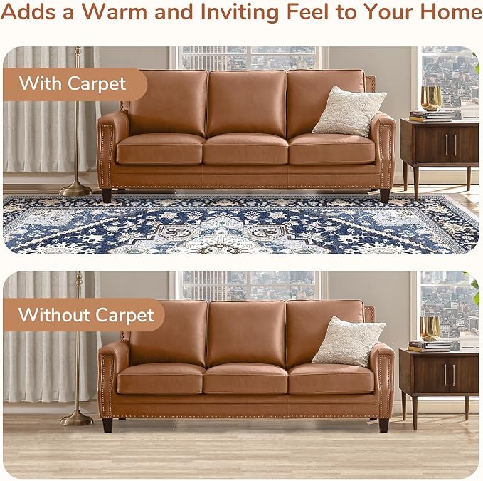 OPPODREAM Soft Entryway Rug 2x6, 2x6 Rug Runner, Washable Hallways Carpet 2 x 6 with Non Slip Backing, Low-Pile Bedside Carpet 2 x 6, Long, Faux Cashmere, Navy Blue & Gold