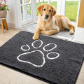 Smiry Dog Door Mat for Muddy Paws, Absorbent Dirt Trapper Non Slip Quick Dry Washable Chenille Mat for Mud Dogs, Entry Rug for Indoor and Outdoor (40x24 Inches, Dark Grey and White)