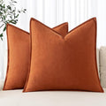 MIULEE Decorative Linen Pillow Covers 18x18 Inch Burnt Orange Boho Farmhouse Neutral Couch Throw Pillows for Bed Pack of 2 Accent Modern Pillowcase Summer Sofa Livingroom Home Decor