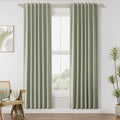 Sage Green 100% Blackout Curtains 80 Inch Length 2 Panels Set for Living Room Bedroom Back Tab Thermal Insulated Black Out Linen Drapes Room Darkening Window Curtains 40 Wide