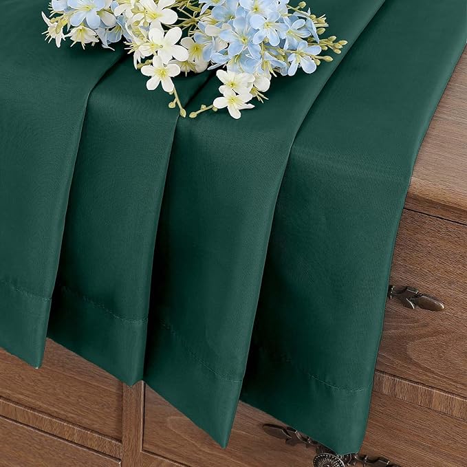 Green Sheer Curtains Tier 30 Inches Length 2 Panels, Light Filtering Lightweight Soft Window Drapes, Cute Elegant Cafe Curtains for Nursery, Dual Rod Pocket, Hunter Green, 2x42Wx30L Inches