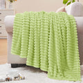 BEDELITE Fleece Throw Blanket for Couch – 3D Ribbed Jacquard Soft and Warm Decorative Fuzzy Blanket – Cozy, Fluffy, Plush Lightweight Cream Lime Throw Blankets for Bed, Sofa, 50x60 inches