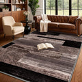 LIANLAM 6x9 Washable Area Rugs for Living Room and Bedroom, Vintage Checkered Pattern Non-Slip Carpet, Stain Resistant Low Pile Soft Rug for Dining Room,Office,Nursery,Kids Room(6x9,Gray)