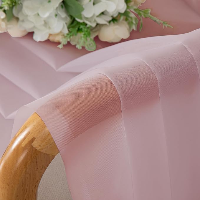 OVZME Blush Pink Sheer Curtains 54 Inches Long 2 Panels - Soft Light Filtering Window Sheer Panels for Living Room/Bedroom, Top Dual Rod Pocket, 1 Pair, Each 42Wx54L Inches