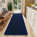 AROGAN Shag Runner Rug for Hallways, 2x6 Feet Washable Rugs with Memory Foam for Bedroom, Entryway Indoor Fluffy Throw Rug for Bedside Living Room Kids Girls Nursery Dorm Room Decor, Navy Blue
