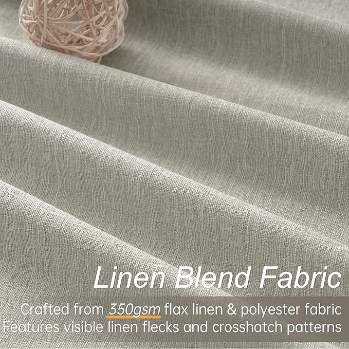 Topfinel 84 Inch Long Linen Blackout Curtains for Bedroom Flax Grey 100% Black Out Linen Texture Curtains Solid Thermal Insulated Window Drapes Luxury Decor for Living Room 84 inches Length 2 Panels