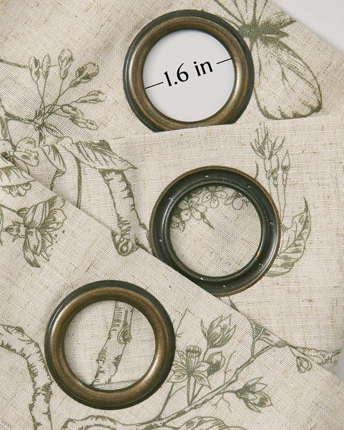 jinchan Floral Linen Curtains for Living Room 84 Inch Length Butterfly Curtain Sage Green Floral Curtains French Country Farmhouse Curtain Flower Patterned Drapes Window Treatment Set 2 Panels
