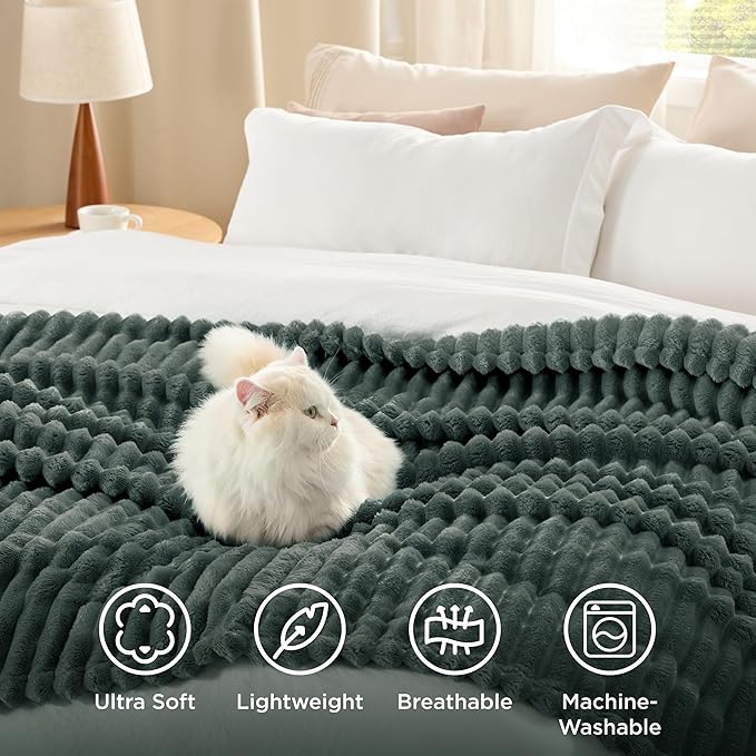 Bedsure GentleSoft Mallard Green Fleece Blanket for Couch - Cozy Soft Blankets for Women, Cute Small Throws for Girls, 60x80 Inches