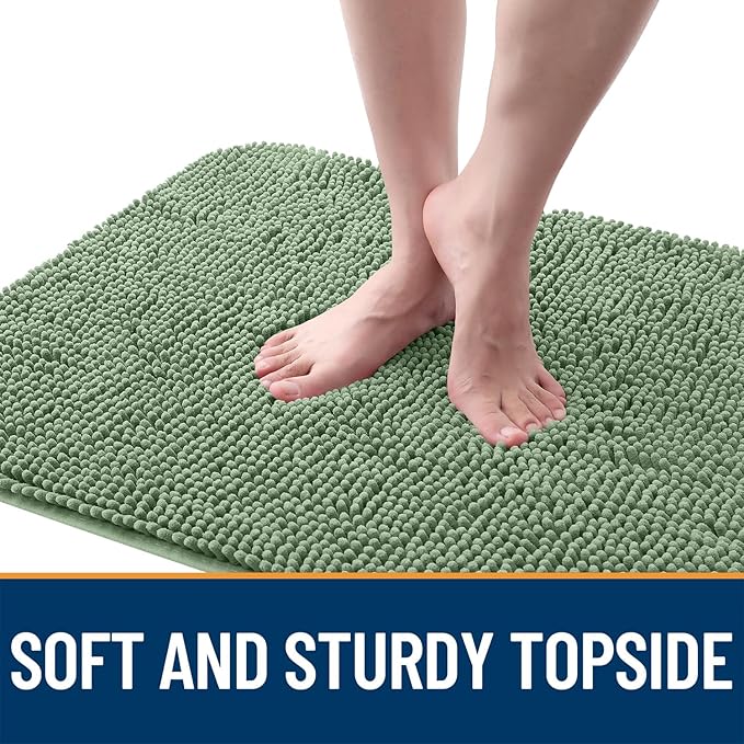 OLANLY Dog Door Mat for Muddy Paws 40x24, Absorbs Moisture and Dirt, Absorbent Non-Slip Washable Doormat, Quick Dry Chenille Mud Mat, Entry Indoor Entryway Carpet for Inside Floor, Olive Green