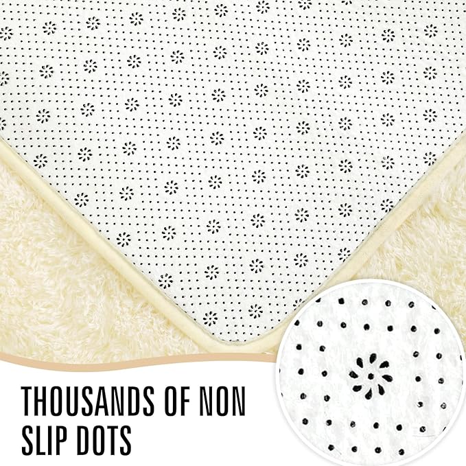 LOCHAS Ultra Soft Indoor Modern Area Rugs Fluffy Living Room Carpets for Children Bedroom Home Decor Nursery Rug 4x5.3 Feet,Light Champagne