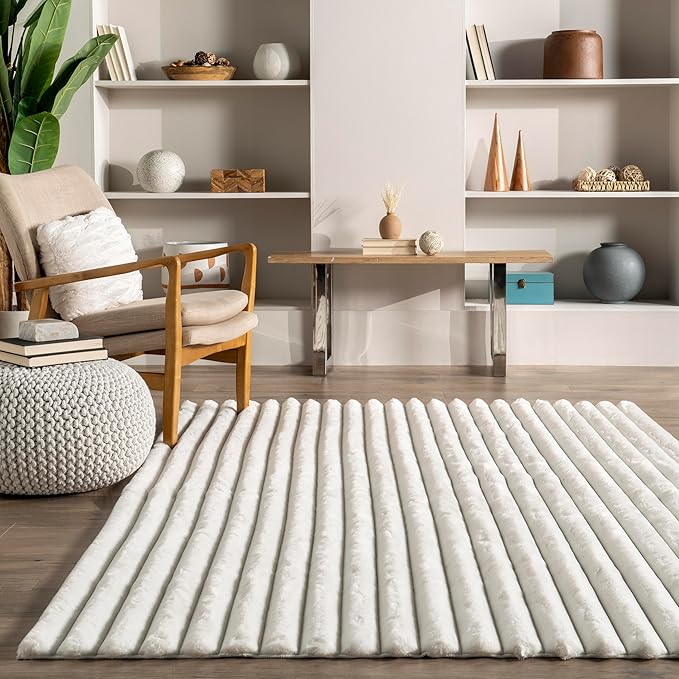 Nuloom SuperiorWash Collection Kai Off-White, 2' x 3', Fluffy and Cozy, High Traffic, Stain Resistant, Easy Clean, Durable Washable Area Rug for Bedroom, Living Room, Dining, Den, Foyer, Entryway