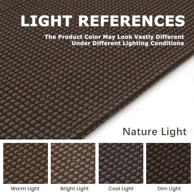 KOZYFLY Runners for Hallways 3x8 ft Washable Kitchen Runner Non Slip Rubber Backed Hall Runners Cotton Entryway Runner Rugs Floor Carpet for Indoor Backdoor Bedroom Kitchen, Reddish Brown/Coffee