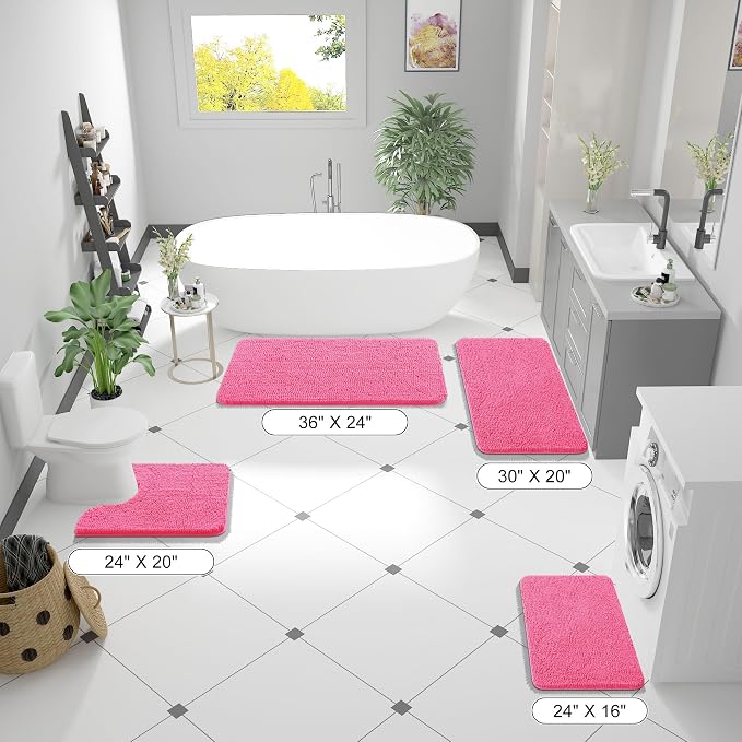 OLANLY Bathroom Rugs 24x16, Extra Soft Absorbent Chenille Bath Rugs, Rubber - Image 8