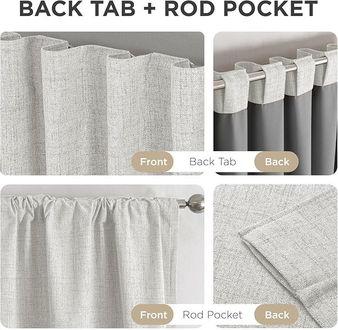 Joydeco Blackout Curtains for Bedroom - 100% Light Blocking 2 Panels Set White Drapes 37" W x 72" L, Thermal Insulated Room Darkening Curtains, Linen Textured for Living Room, Rod Pocket & Back Tabs