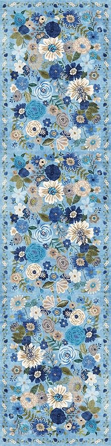 Rug for Hallways Kitchen Rug 3x7, Non Slip Washable Rugs with Rubber Backing Soft Floral Carpet Runner for Hallways, Kitchen, Laundry, Bedroom, Bathroom(3 x 7, Blue Garden)
