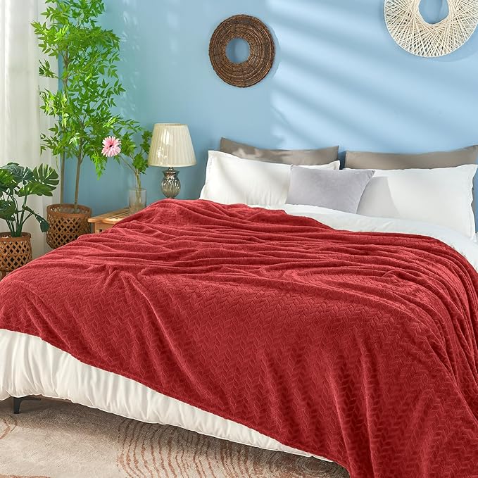 inhand Fleece Twin Blanket for Bed Ruby red Throw Blanket for Couch Super Soft Cozy Warm Blankets and Throws Lightweight Fuzzy Large Blanket for Sofa Bed Office,60x90 inches