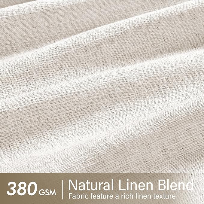 MIULEE Pinch Pleated Thick Linen Curtains 100 Inches Long 2 Panels for Living Room Bedroom, Pinch Pleat Drapes Back Tab Light Filtering Floor to Ceiling Semi Sheer Natural Farmhouse Window Curtains