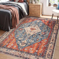 SERISSA Bedroom Rug 4x6 Boho Tribal Rug, Vintage Washable Area Rugs Non Slip, Ultra Soft Print Distressed Low-Pile Throw Carpet for Bedroom Nursery Dorm Kitchen Living Room Decor