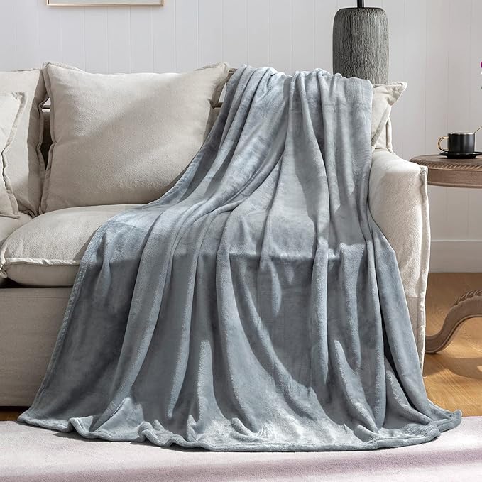 JIAHANNHA Grey Throw Blankets,Fleece Blanket Throw Size 50"×60",Super Soft Cozy Plush Light Grey Blanket for Couch Sofa Bed,Flannel Lightweight Warm Bed Blankets