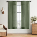 Nanspring Forest Green Linen Curtains 63 Inch Length for Living Room Light Filtering Semi Sheer Curtain Back Tab and Rod Pocket Wabi Sabi Boho Decor Luxury Drapes for Bedroom Office 52x63, 2 Panels