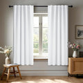 Deconovo Semi 50% Light Blocking Pure White Curtains - Solid Back Tab and Rod Pocket Room Darkening Curtains for Kids' Bedroom, 42x63 Inch, 2 Panels, Adult