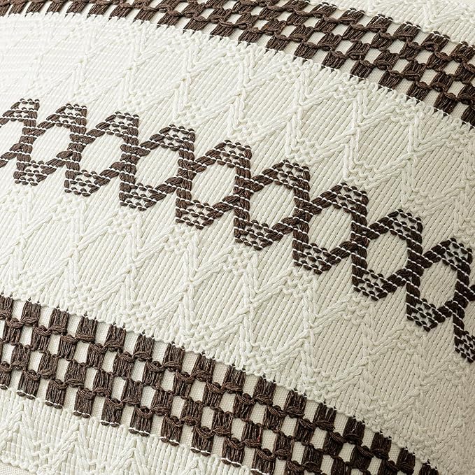 MIULEE Set of 2 Dark Brown Boho Decorative Lumbar Pillow Covers 12x20 Inch Farmhouse Rustic Couch Throw Pillows Modern Cotton Cushion Covers Retro Cute Macrame Woven Spring Decor for Bed Sofa Chair