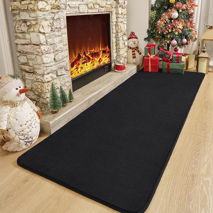 Amearea Modern Soft Hallway Runner Rug, 3x8 Feet Area Rug Runners for Hallways, Washable Runner Rugs, Non Slip Memory Foam Rug Black Runner Rugs Carpet for Entrance Kitchen Kids Room Decor