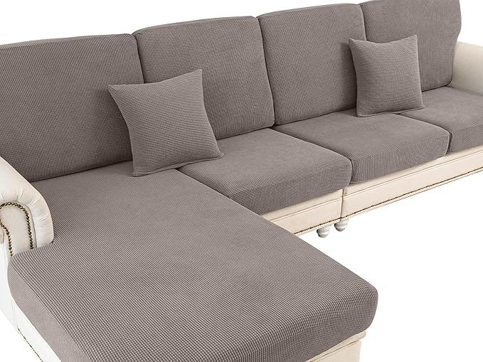 Couch Cushion Covers Seat Cushion Cover Stretch Couch Cover Separate Sectional Sofa Slipcovers Furniture Protector(3 Pieces for Seat or Sofa Backrest, Taupe)