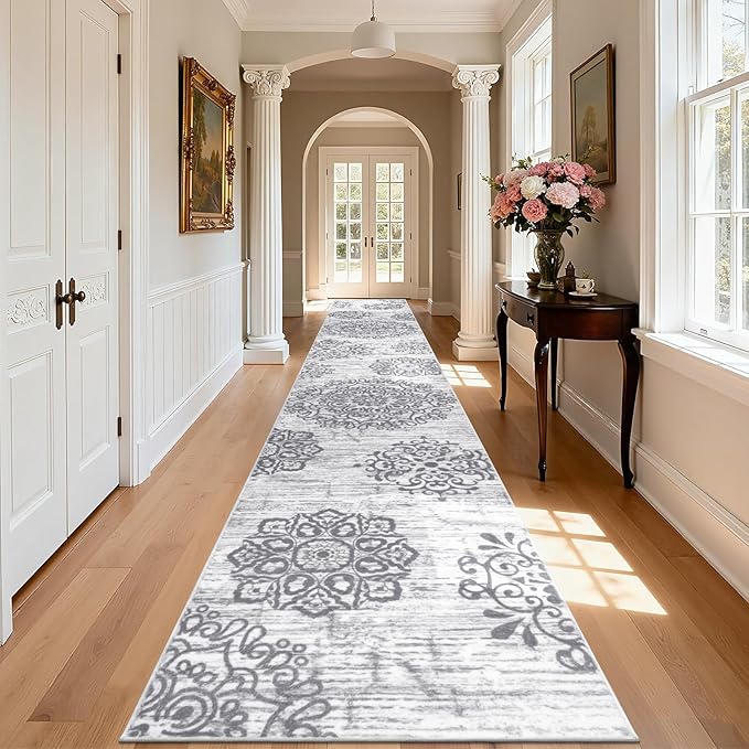 HEBE Hallway Runner Rug 3'x20' Washable Vintage Distressed Area Rugs Non Slip Laundry Rug Runner Boho Floor Carpet Runners for Hallways Entryway Laundry Room Kitchen Bathroom