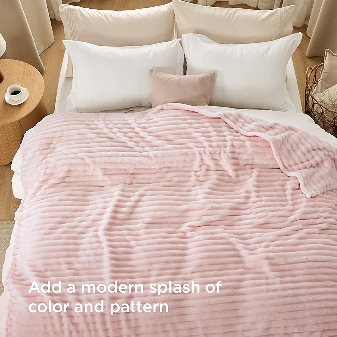 Bedsure GentleSoft California King Size Blanket for Bed - Cozy Soft Blankets for Women, Cute Large Throws for Girls, Crystal Pink, 102x96 Inches