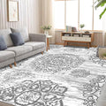 HEBE Washable Area Rug - 9'x12' Non Slip Soft Distressed Medallion Bedroom & Living Room Accent Throw Vintage Entry Floor Carpet for Dining Room & Bathroom