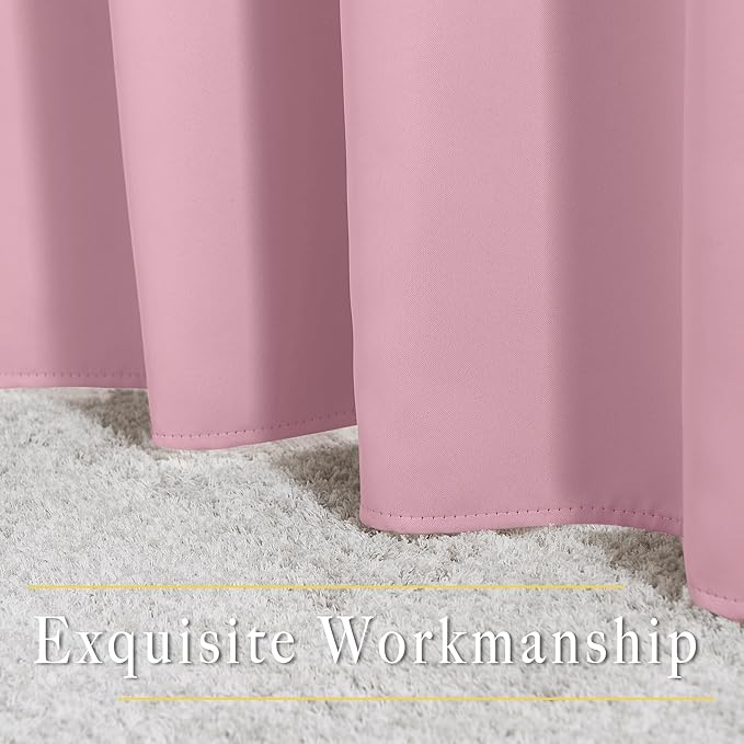NICETOWN Blackout Kitchen Curtains for 50 inches Long - Grommet Thermal Insulated Window Treatments Light Blocking Drapes for Bedroom/Girl Room, Crystal Pink, W34 x L50, 2 Panels