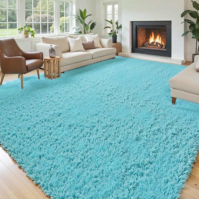 Rugs for Living Room 6x9, Alfombras para Salas Shag Large Plush Soft Area Rug, Shaggy Carpets for Bedroom, Kids Boys Girls Home Decor Aesthetic(Teal Blue, 6 x 9)