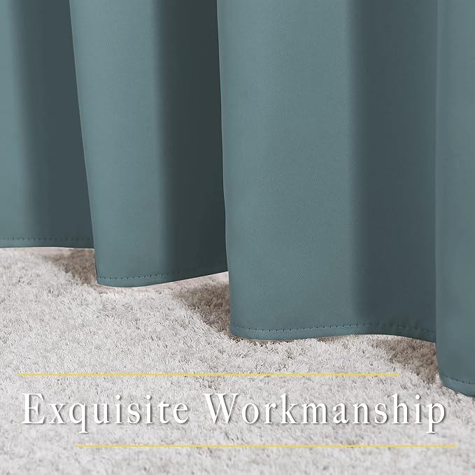 NICETOWN Room Darkening Extra Long Curtains - Home Fashion Ring Top Thermal Insulated Weighted Large Window Treatment Drapes for Nursery (W80 x L108, Greyish Blue, Set of 2)