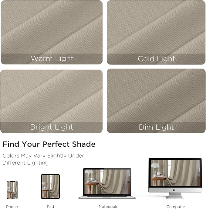 CUCRAF Light Beige Blackout Curtains Customize, Rod Pocket Room Darkening Curtain for Bedroom Living Room, Thermal Insulated Window Drapes 1 Panel (Custom Size, Color)