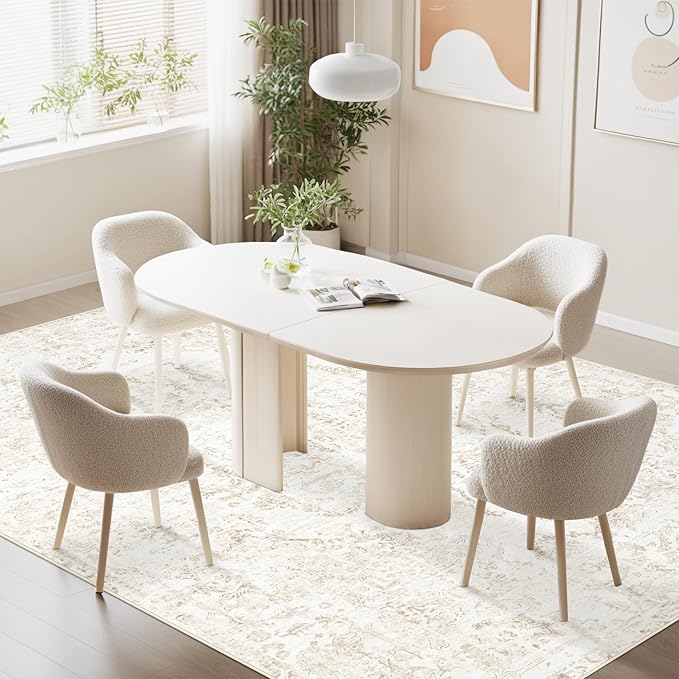 5x7 Area Rugs for Living Room: Washable Rug Vintage Large Rugs Soft Non Slip Low Pile Rug Floral Distressed Floor Carpet for Bedroom Kitchen Nursery Dining Room Home Office (Beige, 5'x7')