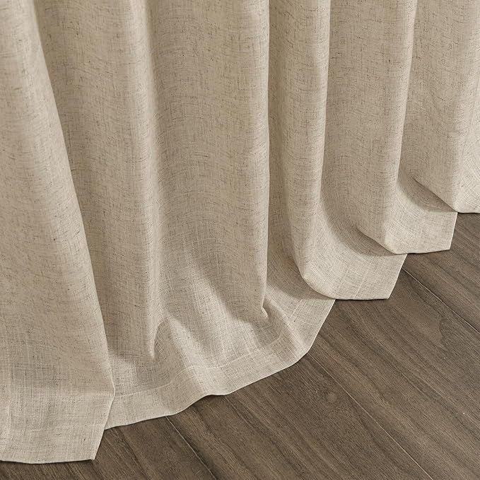 Taupe Burlywood Linen Curtains for Living Room 94 Inches Long Light Filtering Semi Sheer Curtain Back Tab Rustic Luxury Neutral Modern Farmhouse Decor Drapes for Bedroom Dinner Room 52x94, 2 Panels