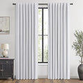 MIULEE 100% Blackout Linen Curtains for Bedroom, Grayish White Solid Luxury Decor Thermal Insulation Room Darkening Drapes for Living Room Nursery Back Tab Rod Pocket 42 x 84 Inches, 2 Panels