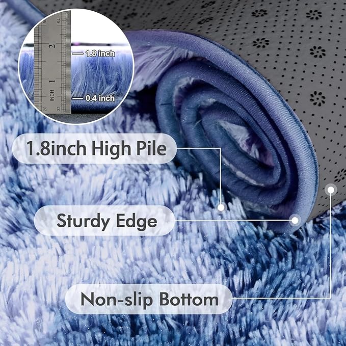 6x9 Ft Large Shag Rugs for Living Room Decor, Ultra Soft Fluffy Furry Area Rugs for Bedroom Indoor Floor, Aesthetic Carpet for Kids Home (Blue)