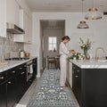 Hallway 3x10 Washable Runner Rug: Kitchen Rugs Entryway Area Rugs Vintage Soft Floor Mat Non Slip Indoor Farmhouse Carpet for Bathroom Living Room Bedroom Printed Rug for Family(3x10 Floral/Blue)